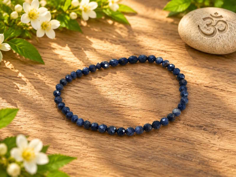 Pulsera zafiro bola facetada